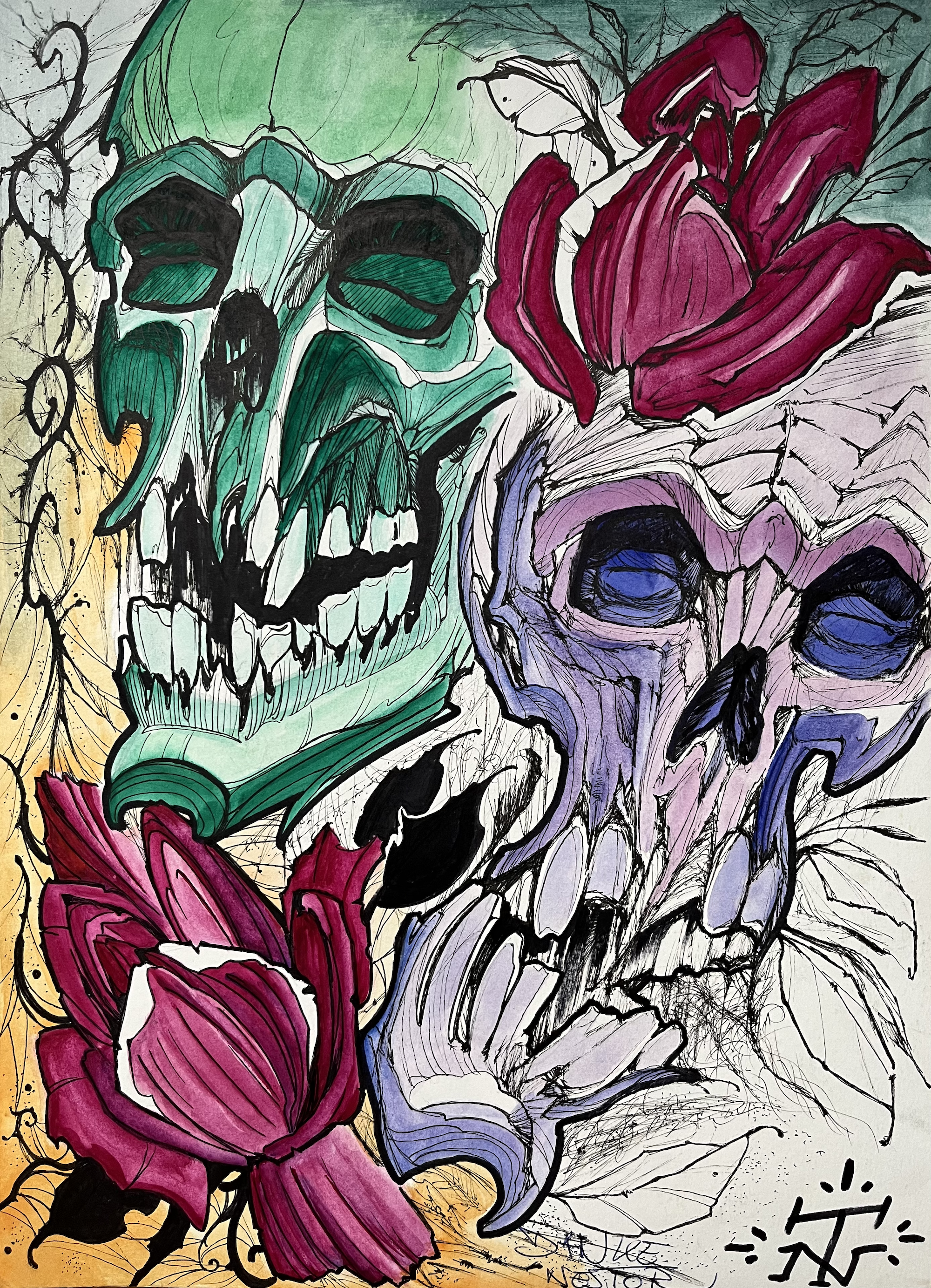 flowers & skulls